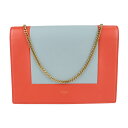 超美品 CELINE セリーヌ フレーム イブニング チェーンウォレット クラッチバッグ 107773 レザー POPPY レッド系 CLOUD グレー系 2W...