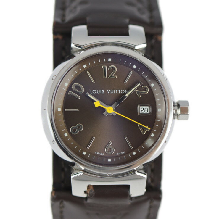 美品 LOUIS VUITTON ルイ ヴィトン タンブール デイト 腕時計 Q1211 ステンレス ...