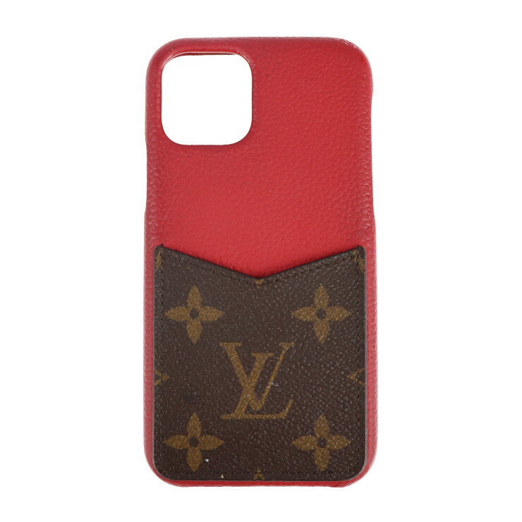 LOUIS VUITTON ルイ ヴィトン IPHONE バンパー 11Pro その他小物 M69095 モノグラムキャンバス レザー ブラウン レッド iPhoneケース 携帯カバー スマホケース ビトン【本物保証】【中古】