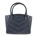 超美品 Michael Kors マイケルコース ハンドバッグ 35H9SE0S1I レザー ネイビー シルバー金具 スタッズ 2WAY チェーン ショルダーバッグ【本物保証】【中古】