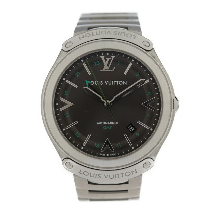 LOUIS VUITTON ルイ ヴィトン フィフティーファイブ 腕時計 Q6D30 ステンレススチール シルバー アントラシット(グレー系)文字盤 メンズ 自動巻き GMT ビトン【本物保証】【中古】