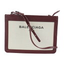 美品 BALENCIAGA バレンシアガ ネイビーポシェット ショルダーバッグ 390641 キャンバス レザー ベージュ ボルドー メッセンジャーバッグ ミニショルダーバッグ【本物保証】【中古】