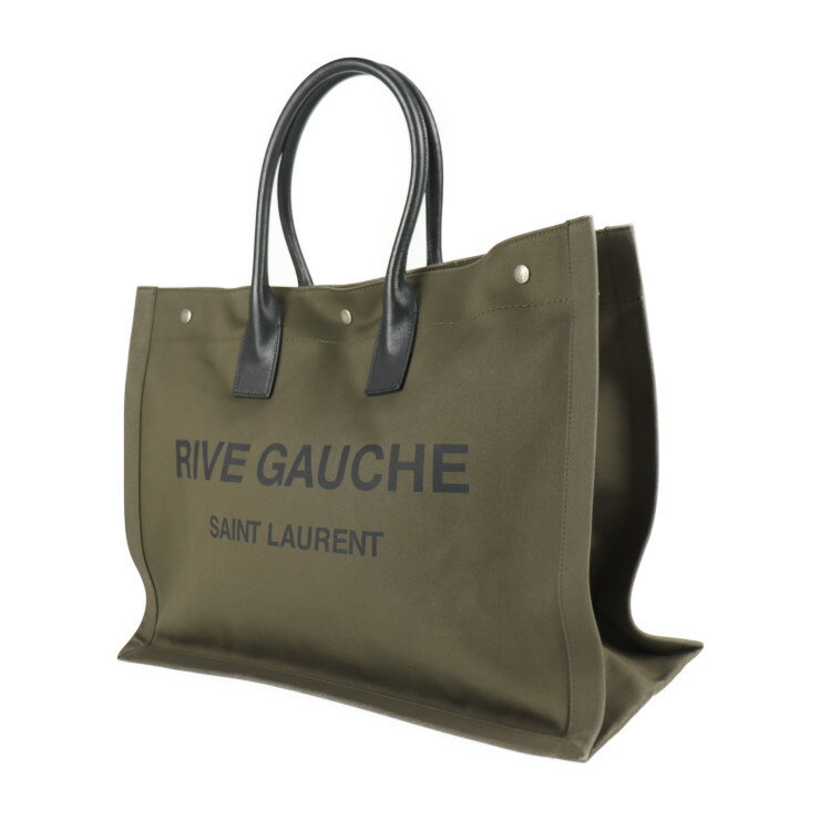 SAINT LAURENT PARIS サンローランパリ ノエ サンローラン リヴ ゴーシュ トートバッグ 509415 キャンバス レザー カーキグリーン ブラック【本物保証】【中古】
