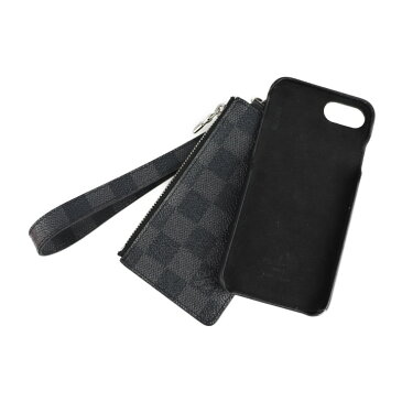 LOUIS VUITTON ルイ ヴィトン プレイフォン8 コインケース N60074 ダミエグラフィットキャンバス レザー ブラック グレー iPhone8ケース 小銭入れ パスケース ミニ財布 カードケース キーケース キーホルダー ビトン【本物保証】【中古】