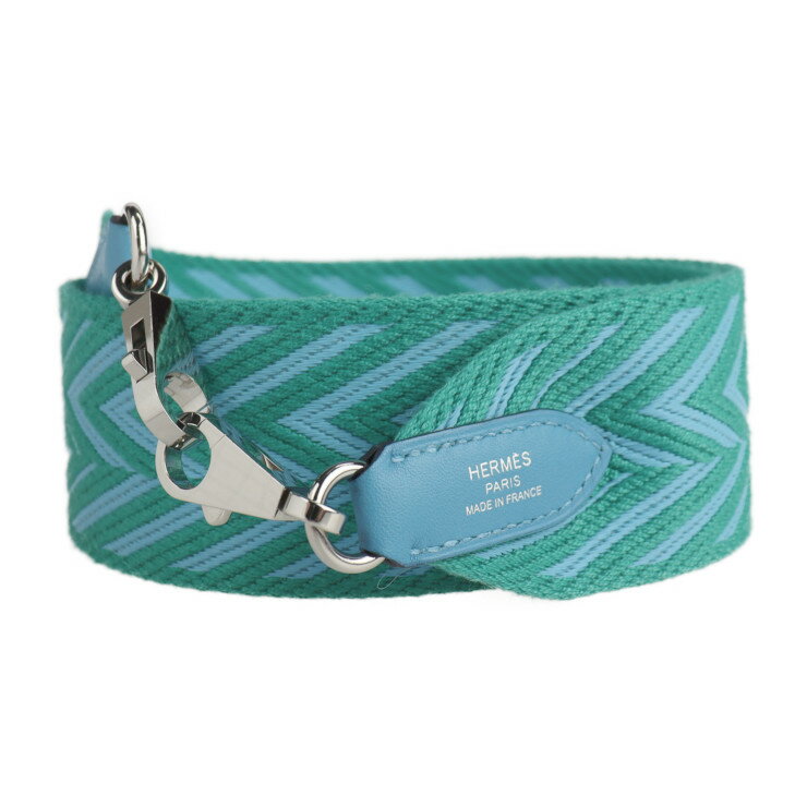 超美品 HERMES エルメス ショルダーストラップ トワルアッシュ スイフト ヴェールヴェロネーゼ ブルーデュノール D刻印 バンドリエール サングル 50mm【本物保証】【中古】のサムネイル