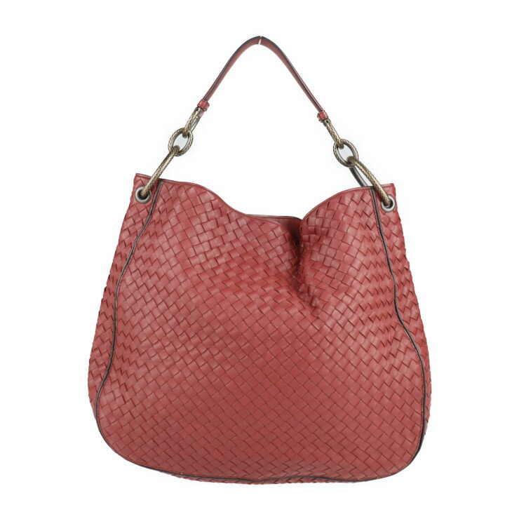 美品 BOTTEGAVENETA ボッテガヴェネタ イントレチャート ショルダーバッグ 467094 VO0A 6443 レザー 赤茶色系 ワンショルダーバッグ【本物保証】【中古】