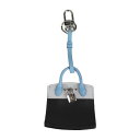 超美品 LOUIS VUITTON ルイ ヴィトン シティ スティーマ キーホルダー MP1786 レザー ブラック ライトブルー系 シルバー金具 バッグチャー...