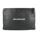 BALENCIAGA バレンシアガ LOGO CLIP L セカンドバッグ 485112 カーフスキン ブラック クラッチバッグ ハンドバッグ ポーチ 書類鞄 ロゴクリップ【本物保証】【中古】