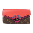 美品 LOUIS VUITTON ルイ ヴィトン ポルトフォイユ サラ モノグラムトーテム 二つ折り財布 M61348 PVC レザー ブラウン フラミンゴ ロ...