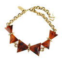 美品 LOUIS VUITTON ルイ ヴィトン スパイキーボウ ブレスレット M67049 メタル プラスチック ゴールド ブラウン リボンモチーフ スパイク...
