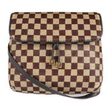 LOUIS VUITTON ルイ ヴィトン ガゼル ダミエソバージュ ショルダーバッグ M92130 ハラコ レザー ブラウン ベージュ ポシェット ミニバッグ【本物保証】【中古】