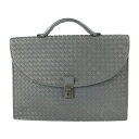 BOTTEGAVENETA ボッテガヴェネタ イントレチャート ビジネスバッグ 170238 レザー グレー系 ブリーフケース 書類鞄【本物保証】【中古】