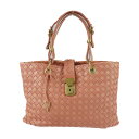 BOTTEGAVENETA ボッテガヴェネタ イントレチャート ハンドバッグ 162112 レザー サーモンピンク系 ゴールド金具 トートバッグ ミニバッグ【本...