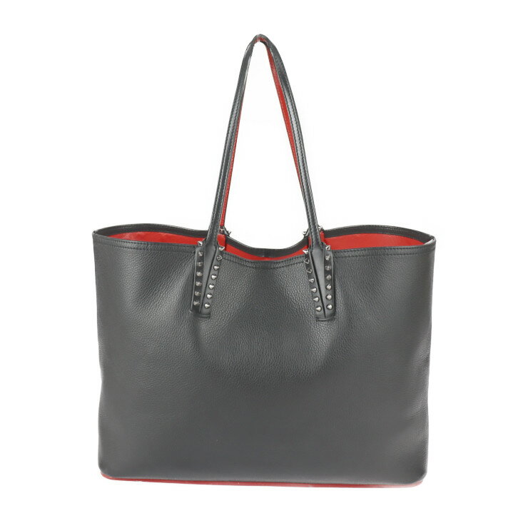 Christian Louboutin クリスチャンルブタン カバタ トートバッグ 1175113 レザー ブラック レッド シルバー金具 ショルダーバッグ ポーチ付き【本物保証】【中古】のサムネイル