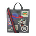 美品 GUCCI グッチ クーリエ GGスプリーム トートバッグ 495559 PVC レザー グレー マルチカラー 2WAY ショルダーバッグ ワッペン【本物...