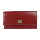 美品 GUCCI グッチ MARINA マリーナ インターロッキングG 長財布 598531 レザー レッド系 ボルドー系 ゴールド金具 二つ折り財布【本物保証】【中古】