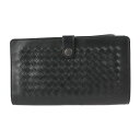 BOTTEGAVENETA ボッテガヴェネタ コンチネンタル ウォレット イントレチャート セカンドバッグ 302652 カーフレザー ブラック クラッチバッグ...