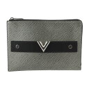 美品 LOUIS VUITTON ルイ ヴィトン ポシェット プラット エピ セカンドバッグ M62092 エピレザー シルバー系 ブラック L字ファスナー クラッチバッグ ポーチ ビトン【本物保証】【中古】