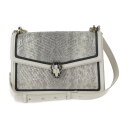 超美品 BVLGARI ブルガリ セルペンティ ダイヤモンド ブラスト ショルダーバッグ 289045 カーフレザー アイボリー系×シルバー系×ブラック ゴール...