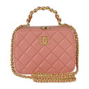 美品 CHANEL シャネル スモール バニティ マトラッセ ショルダーバッグ AS3318 レザー ピンク系 ゴールド金具 トップハンドル ヴァニティー ケー...