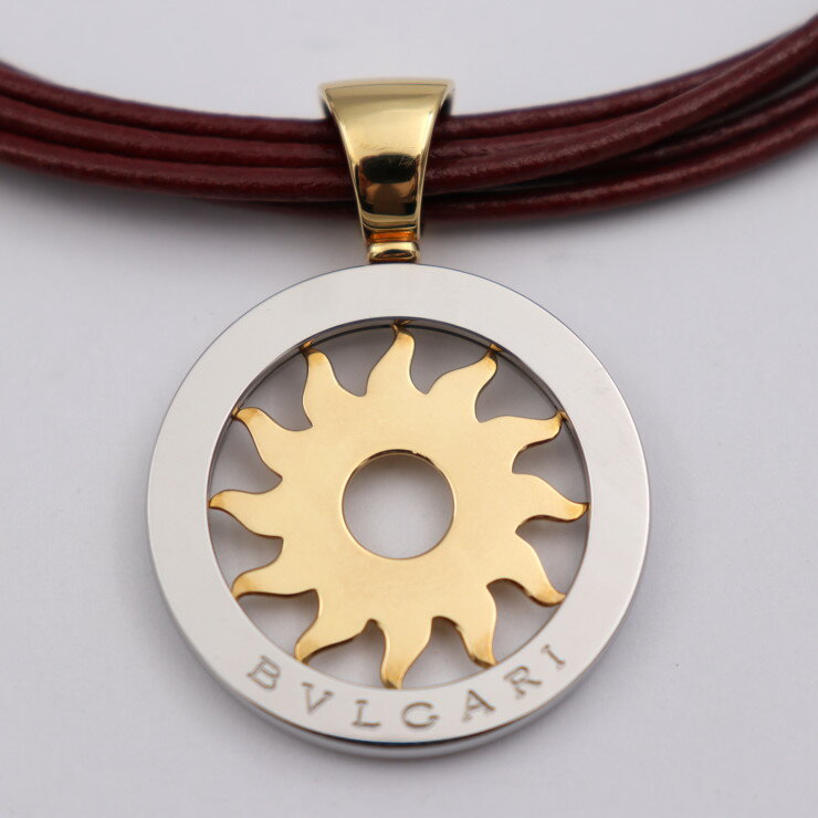 BVLGARI ブルガリ トンド サン ネックレス ステンレススチール 750 K18 シルバー YG イエローゴールド 太陽 チョーカー ペンダント【本物保証】【中古】のサムネイル