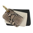 美品 FENDI フェンディ トリプレット セカンドバッグ 8BS001 レザー パイソン 黒×アイボリー×ブラウン系 ゴールド金具 ポーチ クラッチバッグ【本...