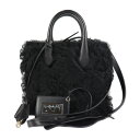 美品 BALENCIAGA バレンシアガ パドロックヌード ミニ ハンドバッグ 347237 BP91J 1000 ムートン レザー ブラック ゴールド金具 2WAY ショルダーバッグ【本物保証】【中古】