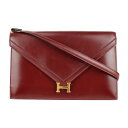 美品 HERMES エルメス リディ ショルダーバッグ ボックスカーフ ルージュアッシュ ボルドー系 ゴールド金具 2WAY クラッチバッグ 〇G刻印 ヴィンテ...