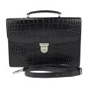 美品 CELINE セリーヌ カータブル ビジネスバッグ - クロコ型押しレザー ブラック シルバー金具 2WAY ブリーフケース ハンドバッグ ショルダーバッ...