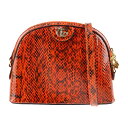 超美品 GUCCI グッチ GGマーモント ショルダーバッグ 499621 パイソン レッド系 ゴールド金具 ダブルG クロスボディ【本物保証】【中古】
