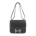 超美品 HERMES エルメス コンスタンス 24 ショルダーバッグ - ヴォーエプソン リザード ブラック ベージュ シルバー金具 Y刻印【本物保証】【中古】