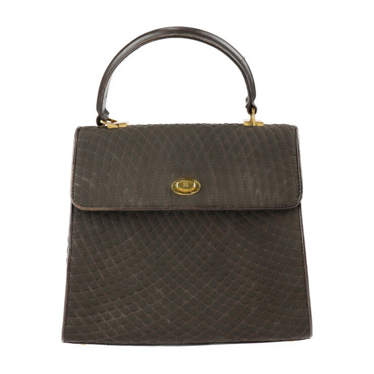 BALLY バリー トップハンドル ハンドバッグ - キャンバス レザー ブラウン ゴールド金具 キルティング【本物保証】【中古】のサムネイル