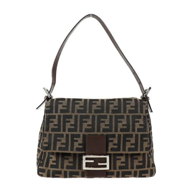 美品 FENDI フェンディ マンマバケット ハンドバッグ 2348 26325 008 キャンバス レザー ブラウン シルバー金具 ズッカ ワンショルダーバッグ【本物保証】【中古】