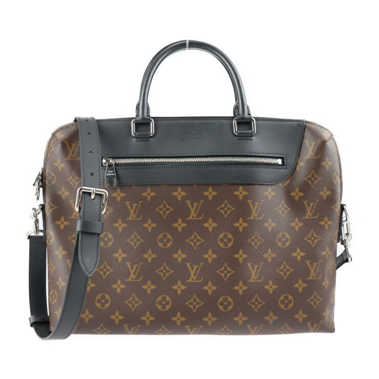 美品 LOUIS VUITTON ルイ ヴィトン PDJ ポルトドキュマン ジュール NM モノグラムマカサー ビジネスバッグ M54019 PVC レザー ブラウン ブラック シルバー金具 2WAY ブリーフケース ショルダーバッグ【本物保証】【中古】