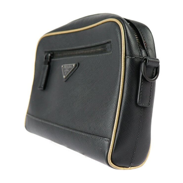 美品 PRADA プラダ トライアングルロゴ ショルダーバッグ 2VH063 サフィアーノレザ...