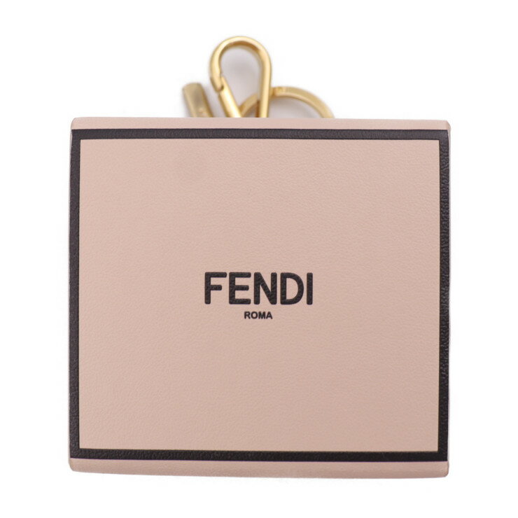 新古未使用展示品 FENDI フェンディ MINIBOX CHARM ミニボックス キーホルダー 7AR917 レザー ローズ ゴールド金具 バッグチャーム キーリング【本物保証】【中古】