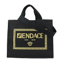新古未使用展示品 FENDI フェンディ フェンダーチェ トートバッグ 7VA558 キャンバス ブラック ゴールド ヴェルサーチ コラボ 2WAY ショルダー...