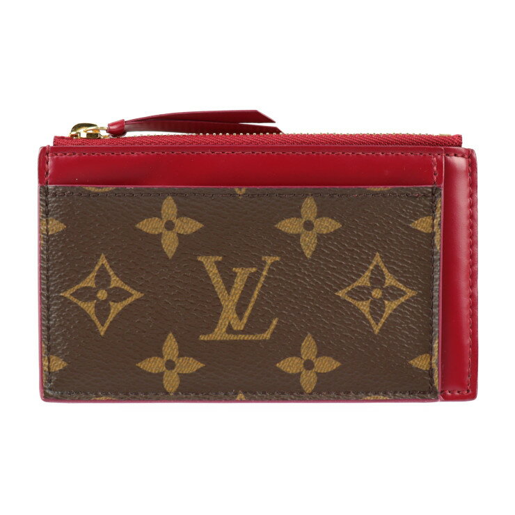 LOUIS VUITTON ルイ ヴィトン ポルトカルト ジップ モノグラム コインケース M67889 PVC レザー ブラウン ボルドー系 ゴールド金具 小銭入れ カードケース ビトン【本物保証】【中古】