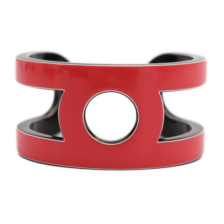 超美品 HERMES エルメス ヴァリアシオン バングル - 表記サイズ S ラッカーウッド ピンク系 ブラック カフブレス【本物保証】【中古】