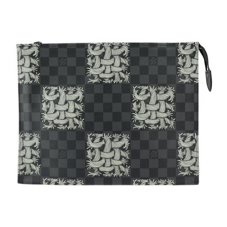 美品 LOUIS VUITTON ルイ ヴィトン ポシェット ヴォワヤージュ ダミエグラフィット クリストファーネメス セカンドバッグ N61234 PVC レザー ブラック グレー シルバー金具 クラッチバッグ ポーチ ビトン ロープ柄【本物保証】【中古】