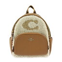 超美品 COACH コーチ mini court backpack with coach motif リュック・デイパック CE559 シアリング×レザー ブラウン系 ゴールド金具 バックパック ミニリュック【本物保証】【中古】