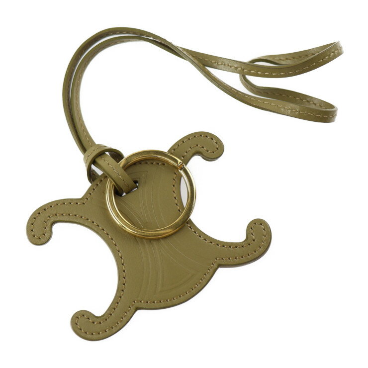 美品 CELINE セリーヌ トリオンフ チャーム キーホルダー キーホルダー 49I473DSD スムースカーフスキン オリーブ アンティークゴールド キーリング バッグチャーム【本物保証】【中古】のサムネイル