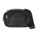 美品 LOUIS VUITTON ルイ ヴィトン アンブレール ダミエアンフィニ ボディバッグ N41288 レザー オニキス ブラック シルバー金具 2WAY...