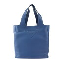超美品 PRADA プラダ VITELLO DAINO トートバッグ 2VG092 レザー ブルー ヴィッテロダイノトート 三角ロゴ トライアングルロゴ【本物保...
