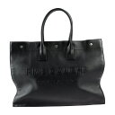 美品 SAINT LAURENT PARIS サンローランパリ リヴ ゴーシュ トートバッグ 587273 レザー ブラック シルバー金具 ハンドバッグ【本物保...