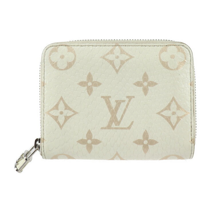 LOUIS VUITTON ルイ ヴィトン ジッピー コインパース モノグラム コインケース N97726 パイソン ラテ ホワイト系 シルバー金具 ラウンドジップ カードケース 小銭入れ エキゾチックレザー ビトン【本物保証】【中古】