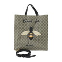 美品 GUCCI グッチ Bee Print ビープリント トートバッグ GGスプリーム トートバッグ 450950 PVC レザー ベージュ ブラウン ブラッ...