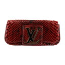 美品 LOUIS VUITTON ルイ ヴィトン ポシェット ソービー クラッチバッグ M93728 パイソン レザー レッド系 ゴールド金具 セカンドバッグ エキゾチックレザー ビトン【本物保証】【中古】