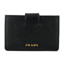 美品 PRADA プラダ サフィアーノメタル カードケース 1MC211 レザー ブラック ゴールド金具 名刺入れ【本物保証】【中古】