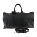 美品 LOUIS VUITTON ルイ ヴィトン キーポル バンドリエール 45 ボストンバッグ N41145 ダミエアンフィニ ブラック シルバー金具 2WAY ショルダーバッグ 旅行鞄 ビトン【本物保証】【中古】